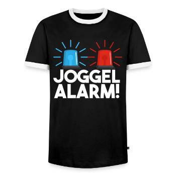 Joggel Alarm Saarland Saarbrücken Saarländer - Männer Kontrast-T-Shirt - Schwarz/Weiß - Vorne - AI Model Female 172 light (172cm) & AI Model Male 178 light (178cm)