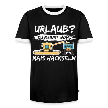 Mähdrescher - Urlaub Du Meinst Wohl Mais Häckseln - Männer Kontrast-T-Shirt - Schwarz/Weiß - Vorne - AI Model Female 172 light (172cm) & AI Model Male 178 light (178cm)