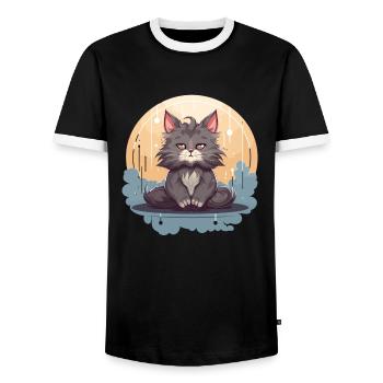 Cat dad t-shirt gift, cat mom t-shirt gift - Men's Ringer Shirt - black/white - Front - AI Model Female 172 light (172cm) & AI Model Male 178 light (178cm)