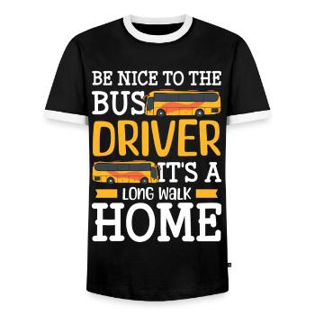 Fahrer Busfahrerin Reisebus - Männer Kontrast-T-Shirt - Schwarz/Weiß - Vorne - AI Model Female 172 light (172cm) & AI Model Male 178 light (178cm)