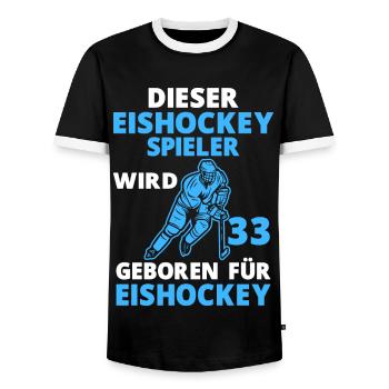 Eishockeyspieler Eishockey 33 Geburtstag Spruch - Männer Kontrast-T-Shirt - Schwarz/Weiß - Vorne - AI Model Female 172 light (172cm) & AI Model Male 178 light (178cm)