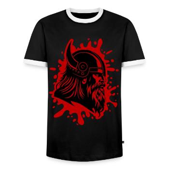Viking Head Viking Warrior - Men's Ringer Shirt - black/white - Front - AI Model Female 172 light (172cm) & AI Model Male 178 light (178cm)
