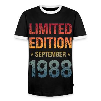 Édition limitée fête d’anniversaire Vintage 1988 - T-shirt contrasté Homme - noir/blanc - Devant - AI Model Female 172 light (172cm) & AI Model Male 178 light (178cm)