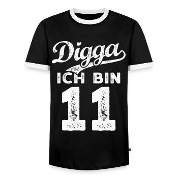 Digga Ich Bin 11 Jahre 11. Geburtstag - Männer Kontrast-T-Shirt - Schwarz/Weiß - Vorne - AI Model Female 172 light (172cm) & AI Model Male 178 light (178cm)