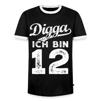 Digga Ich Bin 12 Jahre 12. Geburtstag - Männer Kontrast-T-Shirt - Schwarz/Weiß - Vorne - AI Model Female 172 light (172cm) & AI Model Male 178 light (178cm)