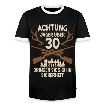 30. Geburtstag Jäger 30 Jahre Jagd - Männer Kontrast-T-Shirt - Schwarz/Weiß - Vorne - AI Model Female 172 light (172cm) & AI Model Male 178 light (178cm)