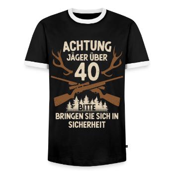 40. Geburtstag Jäger 40 Jahre Jagd - Männer Kontrast-T-Shirt - Schwarz/Weiß - Vorne - AI Model Female 172 light (172cm) & AI Model Male 178 light (178cm)