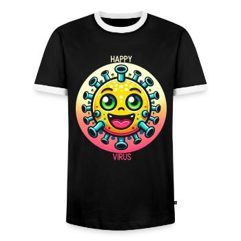 Joyeux délice du virus - T-shirt contrasté Homme - noir/blanc - Devant - AI Model Female 172 light (172cm) & AI Model Male 178 light (178cm)