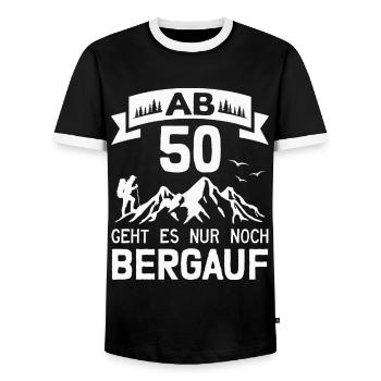 50. Geburtstag Bergsteiger Wanderer Berge Wandern - Männer Kontrast-T-Shirt - Schwarz/Weiß - Vorne - AI Model Female 172 light (172cm) & AI Model Male 178 light (178cm)