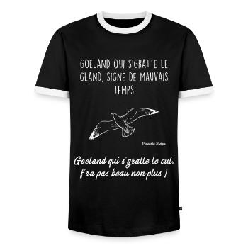 Proverbe breton 1 - T-shirt contrasté Homme - noir/blanc - Devant - AI Model Female 172 light (172cm) & AI Model Male 178 light (178cm)