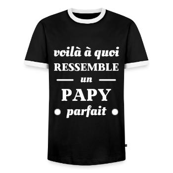 t shirt papy parfait humour papy grand pere drole - T-shirt contrasté Homme - noir/blanc - Devant - AI Model Female 172 light (172cm) & AI Model Male 178 light (178cm)