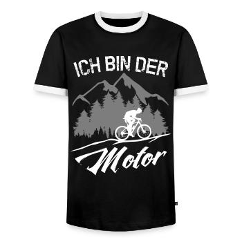 MTB - ICH BIN DER MOTOR - ohne Akku - Männer Kontrast-T-Shirt - Schwarz/Weiß - Vorne - AI Model Female 172 light (172cm) & AI Model Male 178 light (178cm)
