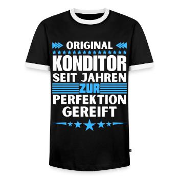 Zur Perfektion gereifter Konditor - Männer Kontrast-T-Shirt - Schwarz/Weiß - Vorne - AI Model Female 172 light (172cm) & AI Model Male 178 light (178cm)