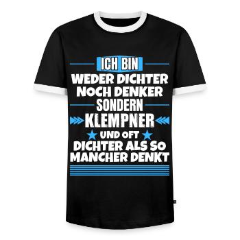 Weder Dichter noch Denker, sondern Klempner - Männer Kontrast-T-Shirt - Schwarz/Weiß - Vorne - AI Model Female 172 light (172cm) & AI Model Male 178 light (178cm)