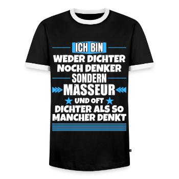 Ni poète ni penseur, mais masseur - T-shirt contrasté Homme - noir/blanc - Devant - AI Model Female 172 light (172cm) & AI Model Male 178 light (178cm)