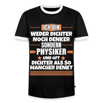 Dichter noch Denker, sondern Physiker - Männer Kontrast-T-Shirt - Schwarz/Weiß - Vorne - AI Model Female 172 light (172cm) & AI Model Male 178 light (178cm)