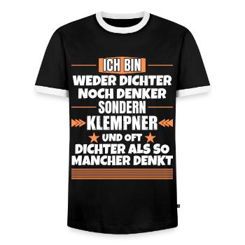 Weder Dichter noch Denker, sondern Klempner - Männer Kontrast-T-Shirt - Schwarz/Weiß - Vorne - AI Model Female 172 light (172cm) & AI Model Male 178 light (178cm)