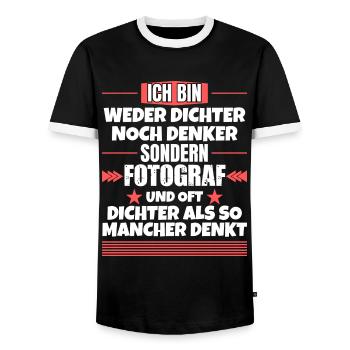Ni poète ni penseur, mais photographe - T-shirt contrasté Homme - noir/blanc - Devant - AI Model Female 172 light (172cm) & AI Model Male 178 light (178cm)