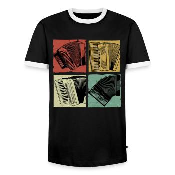 Accordéon rétro - T-shirt contrasté Homme - noir/blanc - Devant - AI Model Female 172 light (172cm) & AI Model Male 178 light (178cm)