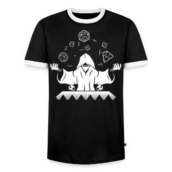 Game Master DM GOD D20 Wizard Tabletop RPG - Men's Ringer Shirt - black/white - Front - AI Model Female 172 light (172cm) & AI Model Male 178 light (178cm)