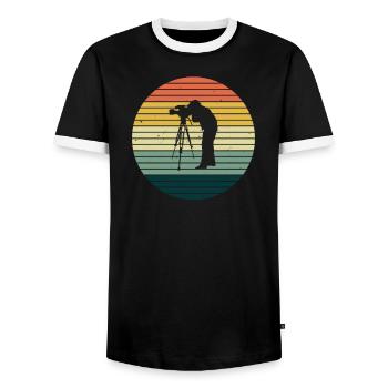 Cadeaux Vintage Caméra Cinéaste Caméraman - T-shirt contrasté Homme - noir/blanc - Devant - AI Model Female 172 light (172cm) & AI Model Male 178 light (178cm)