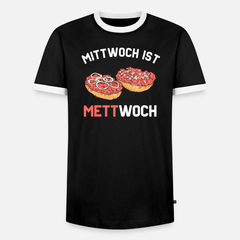 Mett Mittwoch Mettbrötchen Fleisch Geschenkidee - Männer Kontrast-T-Shirt - Schwarz/Weiß
