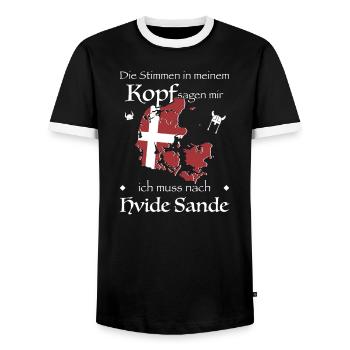Hvide Sande Kopenhagen Dänemark Dansk Geschenkidee - Männer Kontrast-T-Shirt - Schwarz/Weiß - Vorne - AI Model Female 172 light (172cm) & AI Model Male 178 light (178cm)