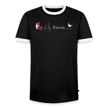 Römö Kopenhagen EKG Dänemark Dansk Geschenkidee - Männer Kontrast-T-Shirt - Schwarz/Weiß - Vorne - AI Model Female 172 light (172cm) & AI Model Male 178 light (178cm)