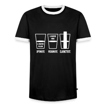 Clarinettiste Clarinette Orchestre Cadeau - Männer Kontrast-T-Shirt - Schwarz/Weiß - Vorne - AI Model Female 172 light (172cm) & AI Model Male 178 light (178cm)