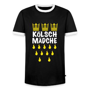Kölnerin Jecke Kölsch Mädchen - Männer Kontrast-T-Shirt - Schwarz/Weiß - Vorne - AI Model Female 172 light (172cm) & AI Model Male 178 light (178cm)