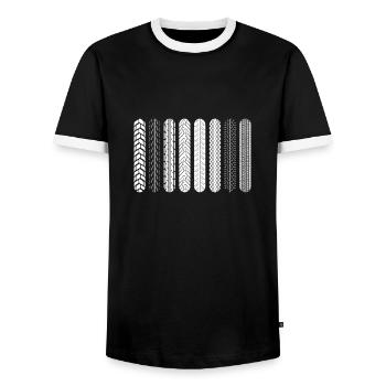Bike Accessories Bicycle Repair MTB Two Wheeler - Men's Ringer Shirt - black/white - Front - AI Model Female 172 light (172cm) & AI Model Male 178 light (178cm)