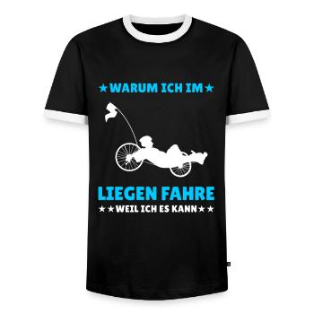 Herren Liegerad & Velomobil Sprüche Fahrrad - Männer Kontrast-T-Shirt - Schwarz/Weiß - Vorne - AI Model Female 172 light (172cm) & AI Model Male 178 light (178cm)
