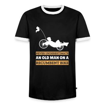 Herren Liegerad & Velomobil Sprüche Fahrrad - Männer Kontrast-T-Shirt - Schwarz/Weiß - Vorne - AI Model Female 172 light (172cm) & AI Model Male 178 light (178cm)