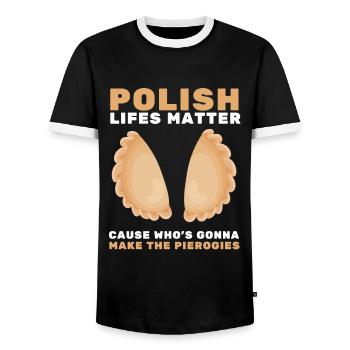 Pierogi Kielbasa Paczki Polish Food Cuisine - Männer Kontrast-T-Shirt - Schwarz/Weiß - Vorne - AI Model Female 172 light (172cm) & AI Model Male 178 light (178cm)