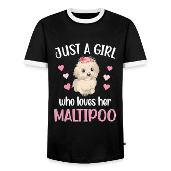 Maltipoo Mädchen Maltipoo Mama Hundeliebhaberin - Männer Kontrast-T-Shirt - Schwarz/Weiß - Vorne - AI Model Female 172 light (172cm) & AI Model Male 178 light (178cm)