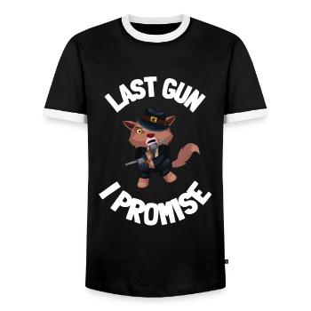 Gunaholic Guns Lover & Pro Gun Laws Shooting Range - Men's Ringer Shirt - black/white - Front - AI Model Female 172 light (172cm) & AI Model Male 178 light (178cm)