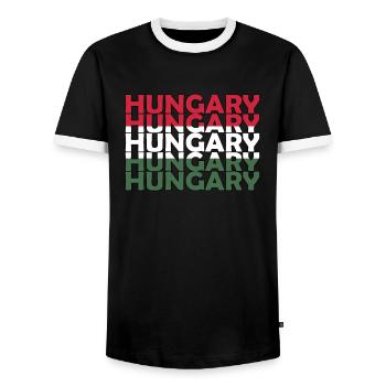 Proud Hungarian Hungary Flag Hungarian roots - Men's Ringer Shirt - black/white - Front - AI Model Female 172 light (172cm) & AI Model Male 178 light (178cm)