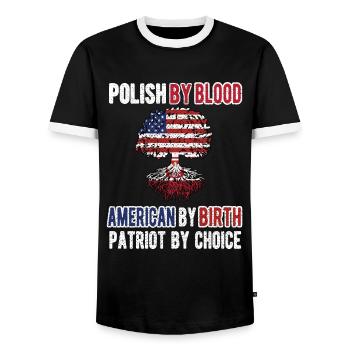 Demi-pôle Moitié Américain Usa Pologne Drapeau - T-shirt contrasté Homme - noir/blanc - Devant - AI Model Female 172 light (172cm) & AI Model Male 178 light (178cm)