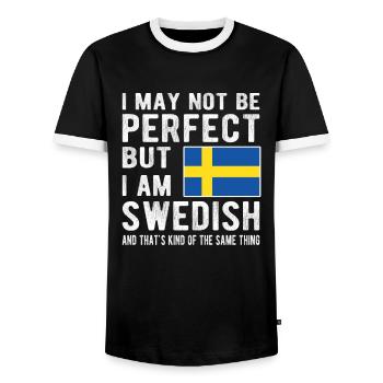 Suédois Suède Drapeau Origine suédoise - T-shirt contrasté Homme - noir/blanc - Devant - AI Model Female 172 light (172cm) & AI Model Male 178 light (178cm)