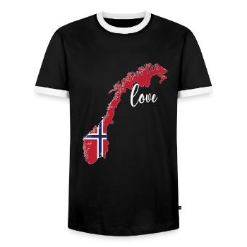 Norvège norvégienne Origine Drapeau norvégien - T-shirt contrasté Homme - noir/blanc - Devant - AI Model Female 172 light (172cm) & AI Model Male 178 light (178cm)