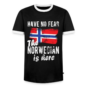 Norvège norvégienne Origine Drapeau norvégien - T-shirt contrasté Homme - noir/blanc - Devant - AI Model Female 172 light (172cm) & AI Model Male 178 light (178cm)