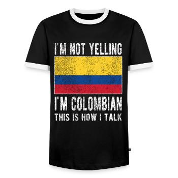 Colombia Colombia Colombian flag - Men's Ringer Shirt - black/white - Front - AI Model Female 172 light (172cm) & AI Model Male 178 light (178cm)