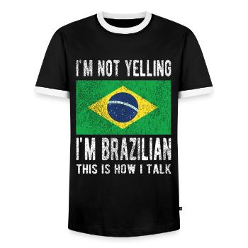 Brasilianer Brasilien Brasilianische Flagge - Männer Kontrast-T-Shirt - Schwarz/Weiß - Vorne - AI Model Female 172 light (172cm) & AI Model Male 178 light (178cm)