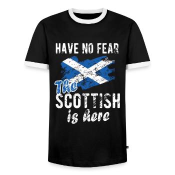 Proud Scotsman Scotland Scottish Flag - Men's Ringer Shirt - black/white - Front - AI Model Female 172 light (172cm) & AI Model Male 178 light (178cm)