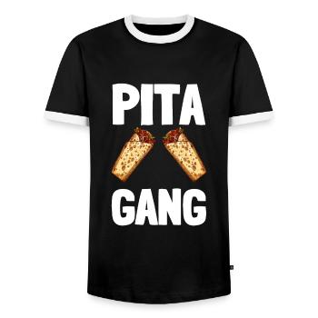 Chickpeas Hummus Tahini Falafel Pita And - Men's Ringer Shirt - black/white - Front - AI Model Female 172 light (172cm) & AI Model Male 178 light (178cm)