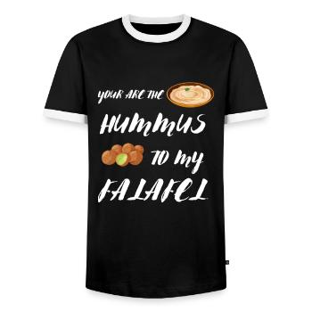Chickpeas Hummus Tahini Falafel Pita And - Men's Ringer Shirt - black/white - Front - AI Model Female 172 light (172cm) & AI Model Male 178 light (178cm)