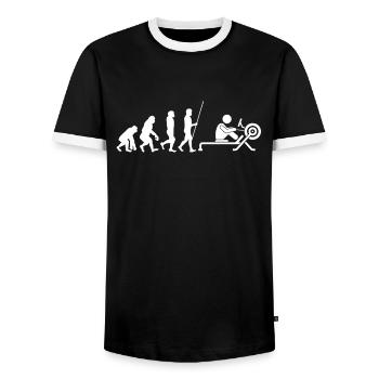 Erg Ergometer And Rowing Exercise Machine Rowing - Men's Ringer Shirt - black/white - Front - AI Model Female 172 light (172cm) & AI Model Male 178 light (178cm)