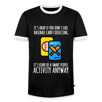 Baseball Card Collector And Baseball Memorabilia - Men's Ringer Shirt - black/white - Front - AI Model Female 172 light (172cm) & AI Model Male 178 light (178cm)