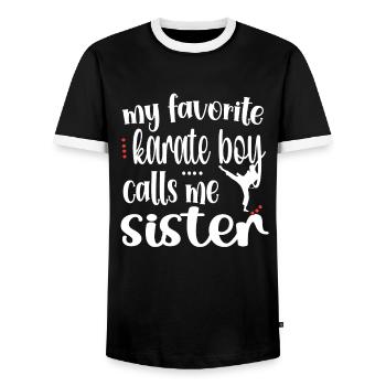 Cadeau de soeur de karaté fier de soeur de karaté - T-shirt contrasté Homme - noir/blanc - Devant - AI Model Female 172 light (172cm) & AI Model Male 178 light (178cm)