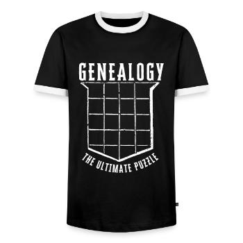 Genealogist Family Historian Genealogy Genealogist - Men's Ringer Shirt - black/white - Front - AI Model Female 172 light (172cm) & AI Model Male 178 light (178cm)